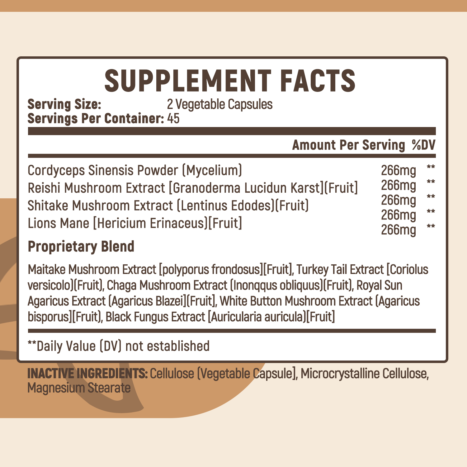 10x Mushroom Complex Capsules  - Lion Mane Mushroom のレビューと価格